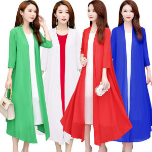 Áo Khoác Chống Nắng Xuân Hè Cho Nữ Dài Đến Đầu Gối Áo Khoác Ngoài Bằng Voan Mỏng Áo Khoác Ngoài Che Vai Áo Khoác Ngoài Mùa Hè