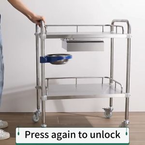 Stainless Steel 304 Treatment Trolley Thickened Medical Emergency Trolley Medical Surgical Instruments Cart Oral Shelves