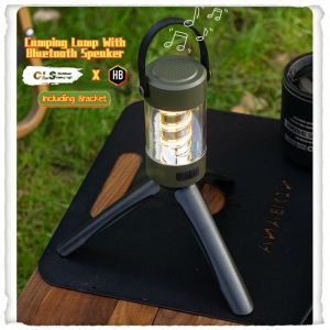 Camping Lamp With Bluetooth Speaker Multifunctional Outdoor Tent Light IPX4 Waterproof Picnic Lanterns Portable Including Bracket Type C Charging