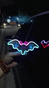 1 Chiếc Halloween Hình Dơi LED Ánh Sáng Môi Trường Xung Quanh Chạy Bằng Năng Lượng Mặt Trời Có Thể Sạc Lại Thở Không Khí Neon Đèn Ô Tô Nhiều Màu Sắc