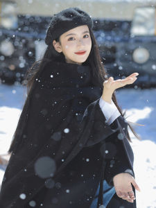 หมวกเบเร่ต์ผ้าขนสัตว์สำหรับผู้หญิง หมวกฤดูใบไม้ร่วงและฤดูหนาวแบบอเนกประสงค์ หมวกนักศึกษา หมวกดอกไม้ หมวกศิลปินแบบย้อนยุค หมวกทรงกลม หมวกแฟชั่น