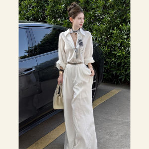 SHANGSHA | Elegant Luxury Ladylike White Shirt Set