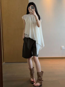 CHANGTONG | Unique Design Irregular Chiffon Blouse