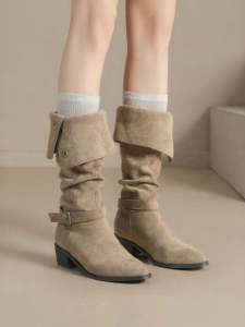 Josiny | Pointed Toe Over-the-Knee Boots Coarse Heels For Petite Women