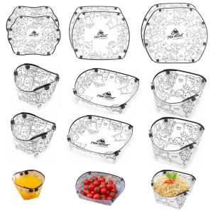 Portable Camping Tableware Set of 3/6 Pieces Folding PlateBowl Water CupEasy-CleanUltra-Light Heat-ResistantCollapsible