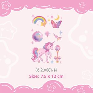 Childrens Cartoon Unicorns Shiny Powder Tattoo Stickers Cute Little Horse Rainbow Waterproof Long-lasting Washable Girls Arm