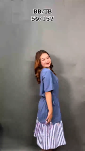 ESTELE DRESS FULL COTTON POLOS COMBI SALUR GAUN ABG REMAJA PINGGANG KERUT