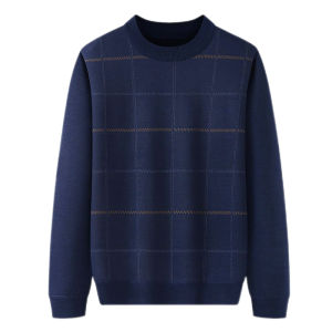 Dad Wear Autumn and Winter Velvet Thickening Sweater Middle-Aged and Elderly Men 50 Years Old 60 Thermal Knitting Bottoming Shirt Old Man