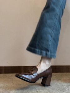 Black Leather Chunky Heel Womens Shoes British Style Flat Oxfords Spring Autumn New Model Comfortable Breathable Fashion Footwear