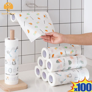 [Warm Homie] 100 Sheets Reusable Cleaning Cloths Printed Hand Towel Kitchen Disposable Non-woven Lazy Rag Absorbent Paper