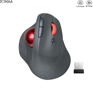 JOMAA New Trackball Mouse Dual Bluetooth+2.4G Trackball Ergonomic Mouse Rechargeable Wireless Mouse Gamer 1600DPI Gaming Mice for Business Office and Home
