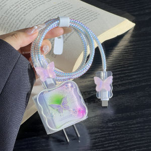 Cute 3D Pearl Charger Protector Clear For iPhone 18W 20W Fast Charging Data Cable Head Protective Sleeve Cord Accessories