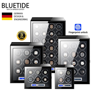 BLUETIDE Automatic Watch Winder Luxury Brand Wood Watch Box Fingerprint Unlock Watch Box with LCD Touch Screen Wooden Watches Storage Safe Box Case