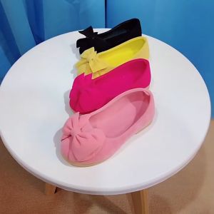 Bebby Home 1-5 yrs Kids Girl Shoe Bow Tie Plain Color Kasut Budak Perempuan Ribbon Pink Red Black Sandal Baby Toddler Girl Shoes Flat