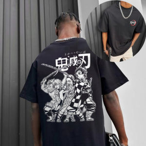 Bandai | Mens T Shirt Sports T Shirt Short Sleeve T Shirt Demon Slayer Inosuke Kanroji Tanjiro Print Green Orange Black Clothing Pattern