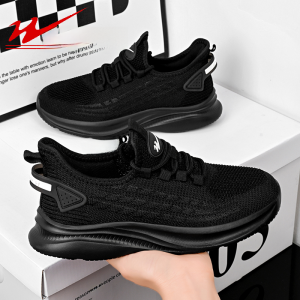 Double Star Womens Running Shoes Lightweight Shock Absorption All Black Breathable Mom Running Shoes Travel Sneakers