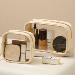 Portable Makeup Bag Large Capacity Make Up Brushes Lipstick Powder Travel Cosmetics Storage Toiletry Bag Waterproof Transparent