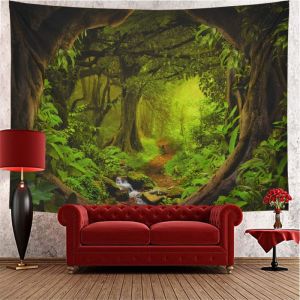 VIKAMA Secret Realm Jungle Stream Tapestry Ancient Tree Tropical Rainforest Background Cloth Wall Decoration Room Decoration