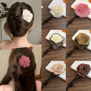 Differhand Shark Clamp Hair Accessory Fresh Rose Flower Twist Clip Half Updo Hair Pin Headwear Acrylic Material Korean Style