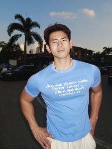 Áo ThunSlim Fit Chữ Cotton Phong Cách Cổ Điển Mỹ
