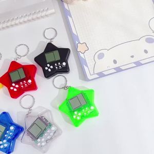 Mini Portable Electronic Game Console Five-Pointed Star Retro Tetris Keychain Gift Accessory
