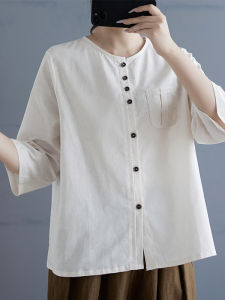 เสื้อแจ็คเก็ตคอวีแขนยาวผ้าลินินผสมคอตตอนสำหรับผู้หญิงไซส์ใหญ่ ฤดูร้อนปี 2025 เสื้อเชิ้ตคลุมกันแดดแบบหลวมๆ สบายๆ เสื้อคลุมกันหนาวแบบเปิดหน้าบาง