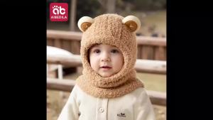 Aibedila | Baby Hat Scarf Set Winter Warm Scarf One Piece Hats Neck Ear Protection Headgear Cap Childrens Newborn Babies Kids Gift 0-6Y