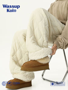 Wassup Koi Mens Winter Thickened Fleece Lined Casual Ski Pants Northeast China -40℃ Gourd Pattern Warm Cotton Trousers
