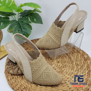 SANDAL WANITA MULES SLIP ON RAJUT TERBARU COD BAYAR DITEMPAT SEPATU WANITA HAK 5CM NAURA SHOES Y14