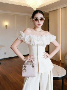Stylish High-Waist Peasant Off-Shoulder Top & Wide Leg Pants Set