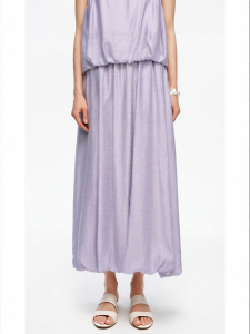 Flare Pleated A-Line Skirt Tencel-Acetate Blend Loose Mid-Waist