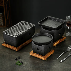 Japanese Restaurant Barbecue Oven Engraved Logo No Word Aluminum Alloy Furnace Cast Iron Barbecue Plate Charcoal Oven Tea-Boiling Stove