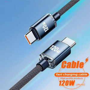 120W Fast Charging Cable Nylon Braided High-speed Transmission Durable Cable USB A To Type C/Dual Type C Quick Charge Data Cord