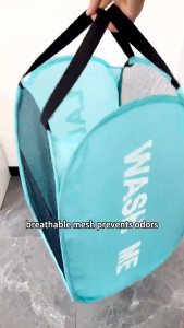Laundry Basket Foldable Dirty Clothes Mesh Storage Large Portable Handles Breathable Bakul Baju Kotor