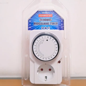 KENMASTER Stop Kontak Timer Listrik Manual Analog 24 Jam 230V 50Hz 2400Va Plastik Tembaga Berkualitas Tinggi Timer Program 24 Jam
