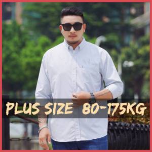 【Plus Size】80-175KG Men Oversized Loose Casual Collar Long Sleeve Tops Man Big Size Solid Color Business Shirts with Chest Pocket
