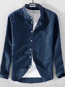 Big Sale Leak-Picking Oxford Pure Cotton Shirt Business Casual All-Match Spring & Fall Mens Elbow-Sleeved Top Shirt Pure Color Long Sleeves