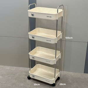 Mobile Snack Cart Stand Living Room Bedroom Floor Mounted with Wheels Plastic Storage Rack Household Organization Tool