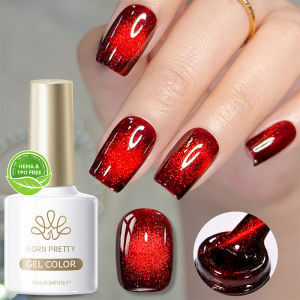 BORN PRETTY 10ml Red Glass Bead Cat Magnetic Gel Ultra Shine Semi Permanent Soak Off UV Gel Christmas Manicure Nail Art Varnish