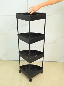FurnishNest Multi-layer Movable Corner Bathroom Storage Rack Triangular Storage Rack Waterproof Organizer With Wheel#XTC05