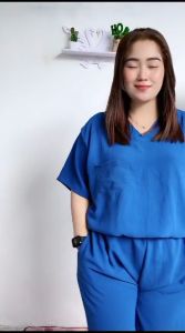 Setelan Andin Jumbo LD.110 Set Crinkle Airflow Set Andin Pendek Baju Celana full Karet Polos Jumbo