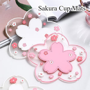 Cute White/Pink Sakura Coasters for Drinks Japan Style Flower Insulation Placemat Office Tea Cup Mat