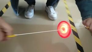 Flywheel Toy Wind Spinner LED Glow Whistle Sound Pull Line Flash top Kids 8+ Outdoor Play