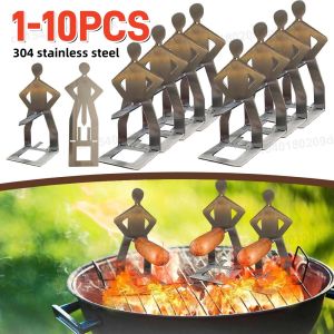Funny Hot Dog Holder Stainless Steel BBQ Sausage Holder Sausage Roaster Portable Barbecue Sausage Stand for Camping Outdoor BBQ