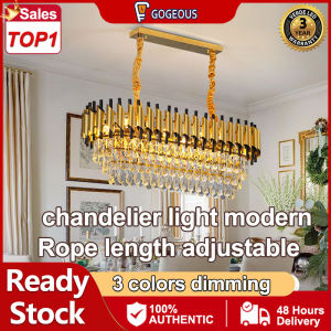 GOGEOUS crytstal chandelier modern design chandeliers for living room kitchen dinning drop lights pendant lights for ceiling 3 color dimming modern luxury crystal chandelier ceiling light sala led chandeliers for low ceiling high ceiling