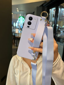 Vivo S15 Series Pure Color Wristband Silicone Phone Case Liquid Silicone Crossbody with Lanyard Simple Style Eco-friendly