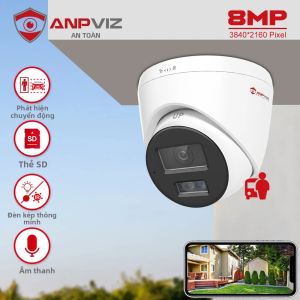 Anpviz 8MP Camera IP POE Thông Minh Hai Đèn Ngoài Trời Giám Sát Video CCTV ColorVU Với Thẻ SD H.265 Phát Hiện Chuyển Động IP67 Chống Nước