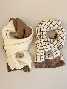 Childrens Scarf Boys and Girls Autumn and Winter 2024 New Arrival Wool Scarf Thermal and Windproof Knitting Cute Baby Bandana