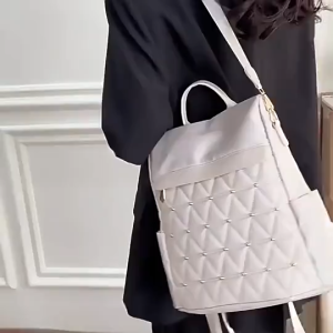 Balo nữ thời trang kiểu dáng mới lạ được phối caro và quai đeo cực đẹp chất liệu vải dù chống thấm nước rất tốt G0043