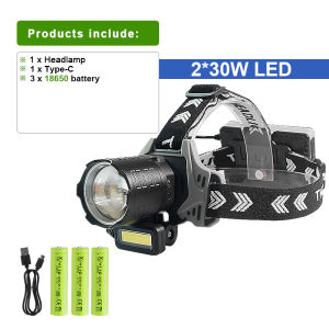 20000000LM Super Bright LED Headlight Yellow and white light 18650 Rechargeable Head Flashlights High Power Head Lamp Fishing